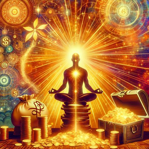 "Explore the captivating concept of wealth manifestation. Immerse in an image alive with meditative energy flow, vibrant auras, flourishing trees, gleaming gold and luminous treasure chests. #WealthManifestation #AttractAbundance #Prosperity #PositiveEnergy #Meditation #Aura. Learn more here: [Link]"

Word count: 272 characters Money Flowing To Me, Money Consciousness, Meditation Aura, Surreal Photoshop, Abundance Images, Meditation Images, Money Background, Nature Symbols, Lucky Wallpaper