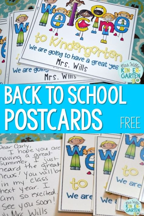 Welcome Students Postcards. I send a post card each year to my kindergarten students. It is a great way to introduce the teacher and set the tone for a great back to school launch! Teacher Postcards, Letter To Students, Kindergarten Classroom Management, Welcome To Class, Fall Lesson Plans, Welcome To Kindergarten, School Organisation, Kindergarten Freebies, All About Me Preschool