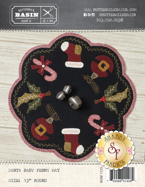 Wool Candle Mats, Christmas Applique Patterns, Buttermilk Basin, Penny Rug Patterns, Pinterest Challenge, Wool Felt Projects, Wool Applique Patterns, Vintage Inspired Christmas, Penny Rug