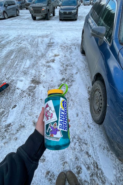 Nalgene With Stickers, Nalgene Aesthetic, Nalgene Water Bottle Aesthetic, Nalgene Stickers, Mia Core, Comfort Things, Nalgene Water Bottle, Backpack Through Europe, Winter Instagram