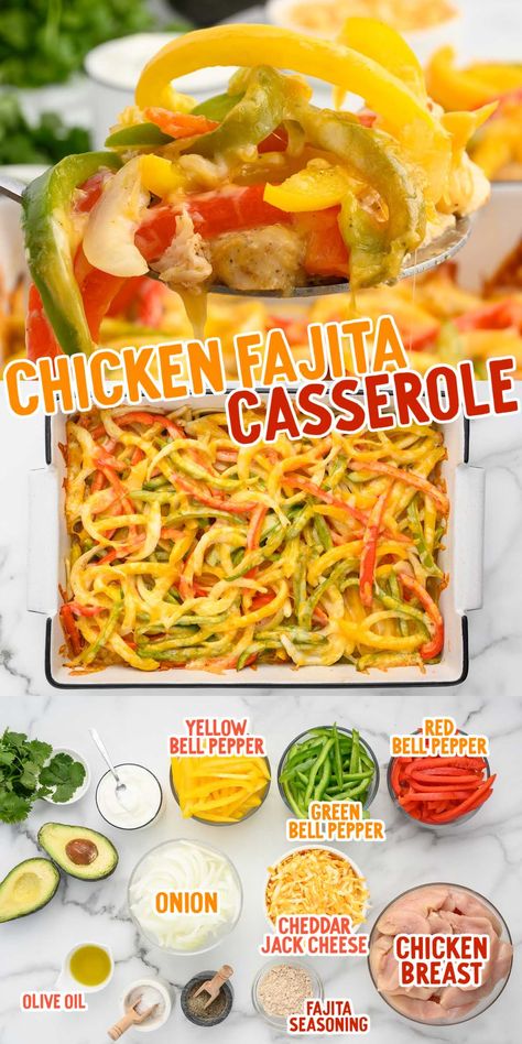 Enjoy our delicious chicken fajita casserole with seasoned chicken, bell peppers, and melted cheese. Easy to make for a perfect, easy weeknight recipe. Casserole With Tortillas, Fajita Chicken Casserole, Chicken Bell Peppers, Fajita Casserole, Leftover Chicken Breast, Chicken Peppers, Fajita Chicken, Mexican Corn Salad, Chicken Fajita Casserole