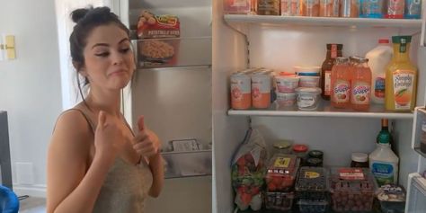 Selena Gomez Showed Off A Quick Glimpse Of Her Fridge And Girl's Got A HUGE Bottle Of RanchDelish Hidden Valley Ranch Dressing, Fridge And Freezer, Big Bottle, I Cant Even, Selena Gomez, New Recipes, Ice Cream