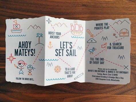 Ahoy Mateys! Invitation by Anne Ulku Treasure Map Invitation, Treasure Hunt Invitation, Pirate Iconography, Treasure Hunt Poster, Treasure Map Illustration, Map Signage, Treasure Hunt Map, Map Invitation, Wayfinding Signage Design