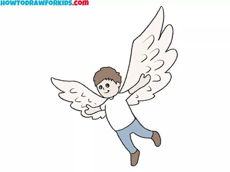 How to Draw a Person with Wings - Easy Drawing Tutorial For Kids Wings Drawing Easy, Person With Wings, Draw A Person, Fly Drawing, Wings Drawing, Easy Drawing Tutorial, Drawing Tutorials For Kids, Coloring Supplies, Easy Drawings For Kids