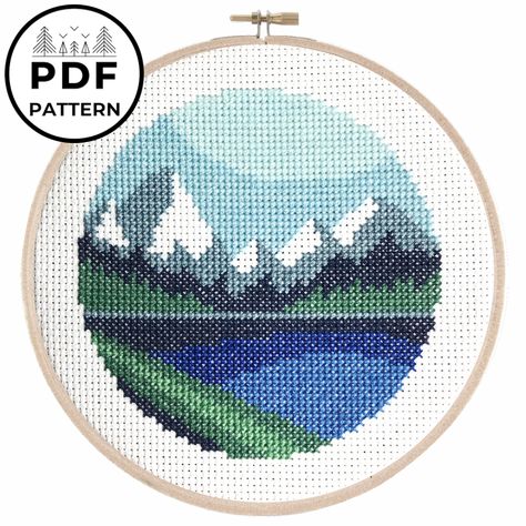 Cross Stitch Mountains, Colour Codes, The Pigeon, Aida Fabric, Wooden Canvas, Cross Stitch Cards, Blue Mountains, Cross Stitching, Blue Mountain