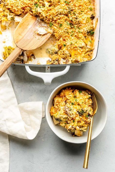 The Best Chicken Divan (Chicken Broccoli Casserole) - Fed & Fit Best Chicken Divan, Can Soup Recipe, Chicken Divan Casserole, Chicken Divan Recipe, Favorite Casserole Recipes, Leftover Casserole, Fed And Fit, Chicken Divan, Ranch Chicken Casserole