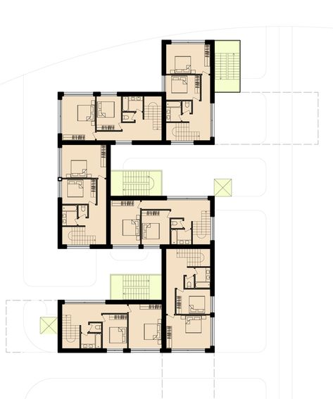 Gallery of Skolkovo Residential Area / Arch Group - 22 Multi Residential Apartments Plans, Townhouses Floor Plan, Residence Plan, Courtyard Apartments, Walk Up Apartment, Townhouse Apartments, Apartment Plan, Green Terrace, Innovation Center