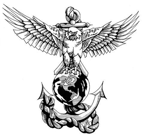 Anchor Tattoo Drawing, Eagle Globe And Anchor Tattoo, Military Sleeve Tattoo, Drawing Eagle, Anchor Clip Art, Globe Tattoo, Usmc Tattoo, Anchor Drawings, Eagle Globe And Anchor