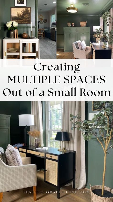 In this episode of "Problem Spaces," my DIY home renovation show on HBO Max, we're trying to make a multifunctional room function! A family needed the room to serve as a home office, gym, storage area, and entertaining space – all within 10 feet of space! Check out the post (and the episode) to see how you can create multiple areas out of a small room with a home remodel on a budget. Get some inspiration for an affordable home improvement project to meet your needs! Small Space Office Storage, Office In Family Room Ideas, Dining Room Office Combo Ideas Small Spaces, Flex Room Ideas Offices, Small Office Space In Living Room, Multi Function Room Ideas, Small Space Home Office Ideas, Office Tv Room Combo, Office And Workout Room Combo