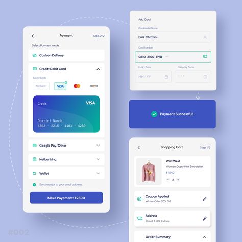 Credit Card Checkout App Design | Behance Checkout Page Ui Design, Credit Card Checkout Ui Design, Checkout Page Design, Card Ui, Credit Card Design, Good Advertisements, Credit Card App, Mobile App Design Inspiration, App Interface Design