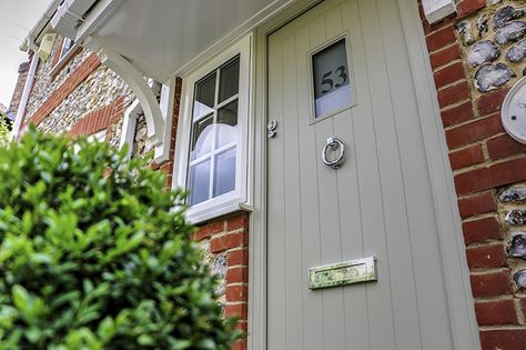 Apeer Composite Front Door in Bagshot - Thames Valley Windows Apeer Front Door, Letterbox On Front Door, Apeer Composite Door, Front Door Ideas Composite, Cottage Style Composite Front Door, Composite Door Colours, Front Door Composite, Pale Grey Front Door, Composite Doors