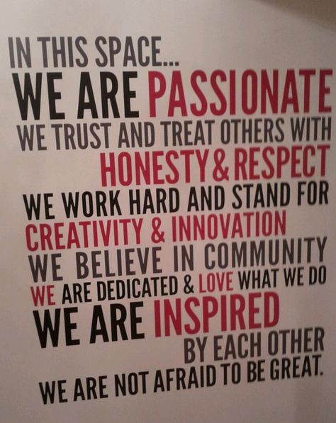 In this COWORKING space... We are passionate. We trust and treat others with honest & respect. We work hard and stand for creativity & innovation. We believe in community. We are dedicated & love what we do. We are inspired. Plc Room Ideas, Plc Room Decor, Work Break Room Ideas, Break Room Ideas Employee, Plc Room, Staff Room, Joel Osteen, Break Room, Work Inspiration