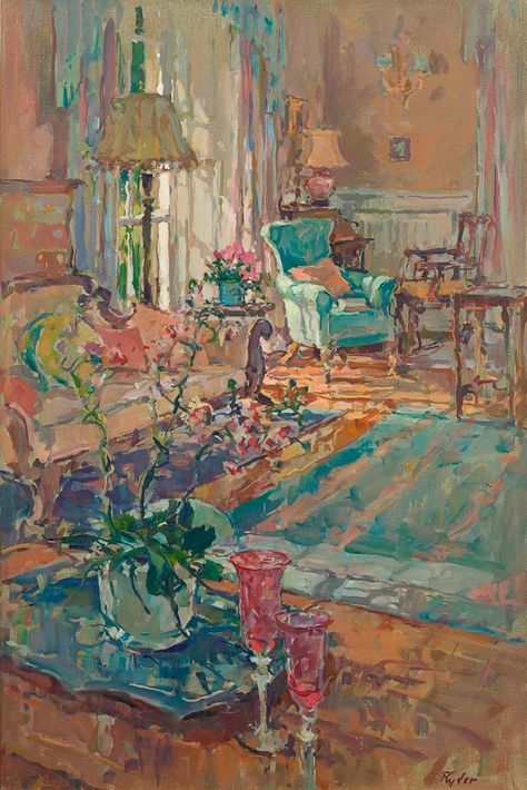 Susan Ryder, Art Cottage, Interior Paintings, Interior Illustration, English Art, Cottage Interiors, Post Impressionists, Landscape Artist, Drawing Room