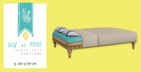 [DEW at home] | rustic chic bedframe | dew of the sea on Patreon Ocean Bedding, Sea Bedrooms, Sims Stories, Maxis Match Cc, Sims Building, Sims 4 Cc Furniture, Sims 4 Collections, Sims 4 Build, Sims Mods