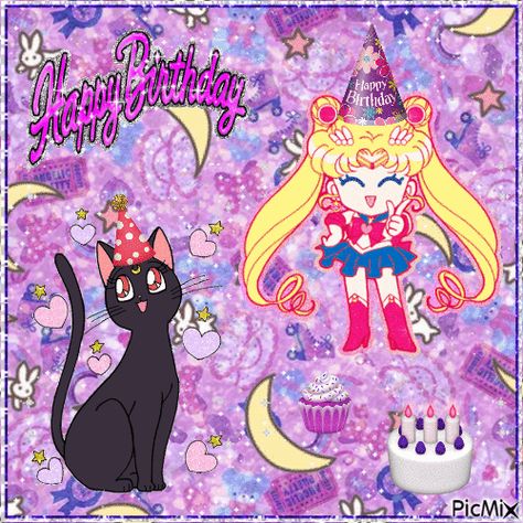 Happy Birthday from Sailor Moon and Luna Sailor Moon Happy Birthday, Sailor Moon And Luna, Sailor Moon Birthday, Sailor Moon Gif, Happy Birthday Gif, Birthday Gif, Happy Birthday Images, Birthday Images, Birthday Quotes