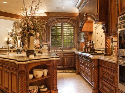 Kitchen Ideas Kitchen Two Islands, Dapur Rustic, Tuscan Kitchen Design, Model Dapur, Tuscan Design, Tuscan Kitchen, Mediterranean Home Decor, Tuscan House, Dream Kitchens