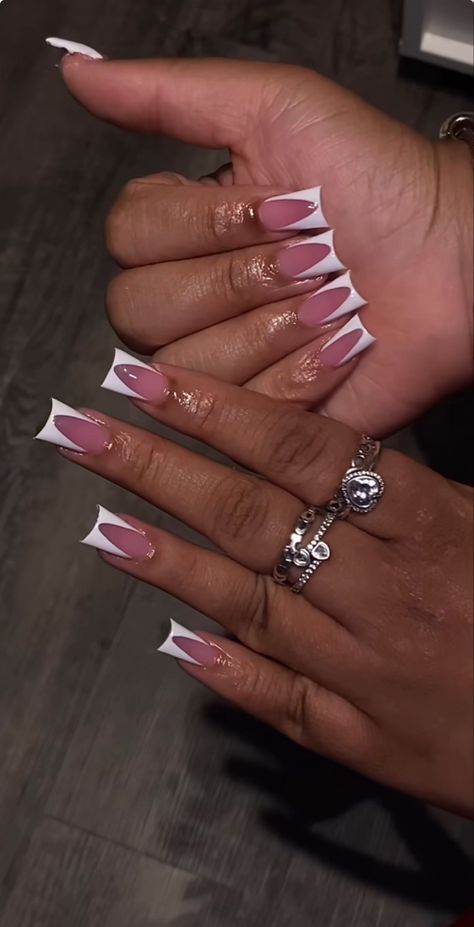 French Tip Acyrilics Nails, Hard Nails, Duck Nails, Diy Acrylic Nails, Drip Nails, Colored Acrylic Nails, Work Nails, French Tip Acrylic Nails, Short Square Acrylic Nails