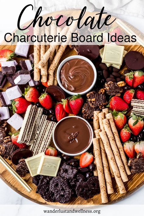 Fruit And Chocolate Charcuterie Board Ideas, Chocolate Dessert Board Platter, Cookies Board Ideas, Charcuterie Board Ideas Chocolate, Aldi Dessert Charcuterie Board, Chocolate Fondue Board Ideas, Fudge Charcuterie Board, Chocolate And Berry Charcuterie Board, Sweets Tray Ideas