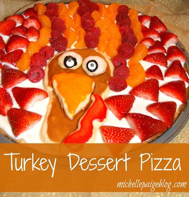 Sugar Cookie Turkey Dessert Pizza Cookie Turkey, Turkey Dessert, Turkey Fruit, Turkey Desserts, Dessert Pizzas, Turkey Cookie, Thanksgiving Goodies, Pizza Sugar Cookie, Thanksgiving Foods