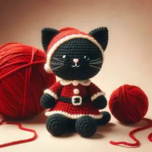 Craft a Cozy Christmas with Crochet: The Black Cat Christmas Crochet Guide - My Mini Panther Christmas Cat Crochet, Black Cat Crochet Pattern, Crochet Black Cat, Crochet Guide, Kat Haken, 2023 Crochet, Black Cat Christmas, Easter Cats, Diy Suncatchers