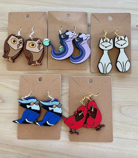 Owl House Earrings, The Owl House Earrings, Owl House Clothes, Wood Dangle Earrings, Laser Cut Mdf, Owl Family, Funky Earrings, Face Forward, Disney Shows