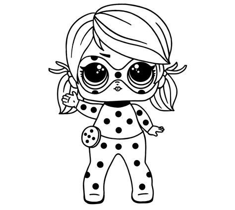 Drawing and coloring LOL Surprise doll Ladybug Chibi Spiderman, Ladybug Coloring Page, Worksheet Coloring, Fargelegging For Barn, Chibi Coloring Pages, Lol Doll, Doll Drawing, Barbie Coloring Pages, Barbie Coloring