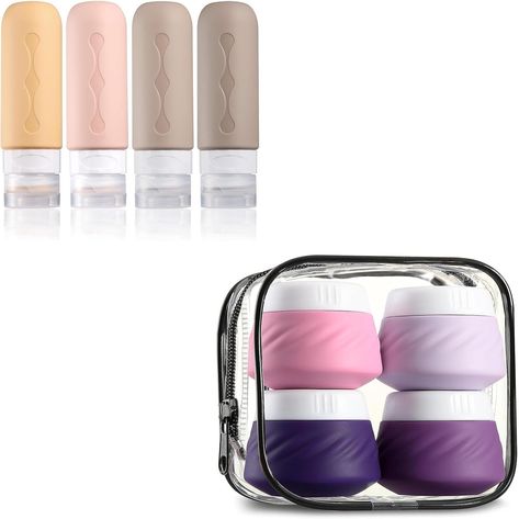 Amazon.com: Gemice Travel Containers for Toiletries, Silicone Cream Jars TSA Approved Travel Size Containers with Clear Bag, Leak-proof Travel Accessories, refillable travel bottles : Beauty & Personal Care Travel Containers, Travel Container, Tsa Approved, Clear Bag, Travel Bottles, Clear Bags, Beauty Product, My Eyes, Travel Size