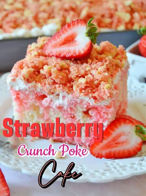 Lemon8 · Strawberry 🍓 Earthquake Cake 🎂 😋 · @JadeCalistaLee Strawberry Shortcake Jello Cake, Strawberry Jello Poke Cake Recipe, Strawberry Crunch Bar Cake, Strawberry Shortcake Bday Cake, Strawberry Poke Crunch Cake, Strawberry Poke Cake Jello, Easter Strawberry Shortcake, Strawberry Crunch Poke Cake, Bday Desserts