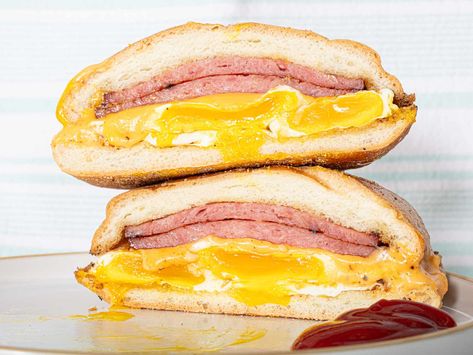 Of Course Our Perfect Pork Roll Is Aggressively Slicked in Ham Butter Juice Taylor Pork Roll, Taylor Ham, Rolled Sandwiches, Kaiser Rolls, Breakfast Sandwich Recipes, Pork Roll, Egg Sandwiches, Bacon Cheddar, Fried Pork