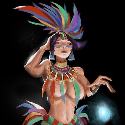 Aztec Vampire, Aztec Oc, Aztec Character Design, Aztec Armor, Aztec Character, Aztec Priestess, Aztec Warrior Art, Inca Goddess, Aztec Outfit