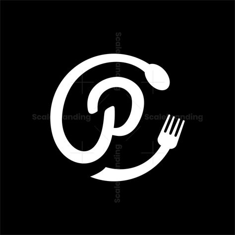 Simple and unique line  P Letter Spoon and Fork Restaurant Logo. Fork Logo, Chinese Logo, P Letter, Table Wear, Cup Logo, Circular Logo, Gym Logo, Restaurant Logo, Skull Logo