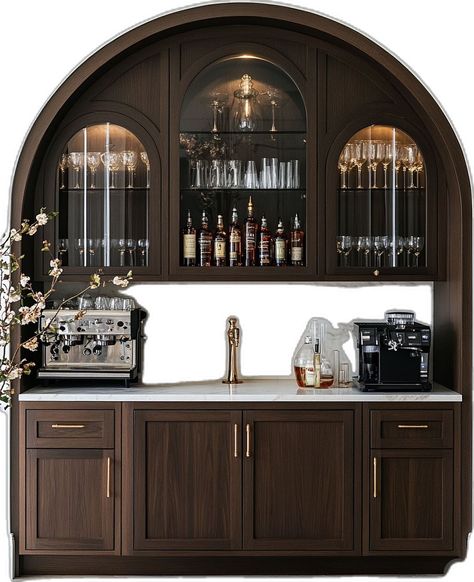 Home Bar Rooms, Crockery Unit, Home Bar Designs, Kitchen Inspiration Design, Golden Girl, Dream House Decor, A Bar, House Inspo, Dream Home Design