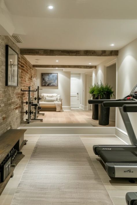 Looking to design a basement gym that gets you excited to work out? Check out these 5 essential tips! From choosing the right flooring for the ultimate workout environment to selecting motivating colors that energize your space, we cover everything you need for transforming that hidden area into a fantastic fitness sanctuary. With smart layouts and space-saving hacks, your basement can become the go-to place for home training. Discover how to make your workout sessions inspiring and super functional without it feeling cramped. Basement Workout Room Unfinished, Unfinished Basement Gym, Basement Gym And Family Room, Small Basement Gym, Basement Workout Room, Basement Home Gym, Basement Gym Ideas, Home Training, Space Saving Hacks