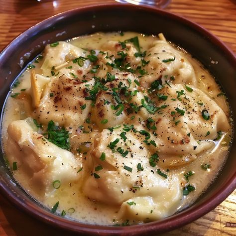 Classic Chicken and Dumplings Recipe 🍗🍲🥟 Enjoy the comforting and hearty flavors of Classic Chicken and Dumplings. This traditional dish features tender chicken and fluffy dumplings in a rich, savory broth, making it the perfect meal for a cozy night in. #ChickenAndDumplings #ComfortFood #HeartyMeals #HomeCooking Ingredients: For the Soup: 1 whole chicken (about 3-4 pounds), cut into pieces 6 cups chicken broth 2 cups water 2 large carrots, sliced 2 celery stalks, sliced 1 medium onion, cho... Quick Crockpot Meals, Fluffy Dumplings, Soup Dumpling, Sliced Carrots, Chicken Dumpling Soup, Chicken And Dumplings Recipe, Crock Pot Inspired Recipes, Dumpling Soup, Dumpling Dough