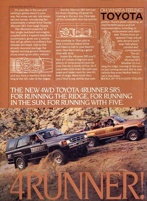 1984 #4Runner ad. Steet Toyota Scion, 4991 Commercial Drive, Yorkville, NY Vintage Car Ads, 1st Gen 4runner, Vintage Toyota, Toyota 4 Runner, 4runner Sr5, Toyota 4runner Sr5, Automotive Marketing, Toyota 4x4, Toyota 4