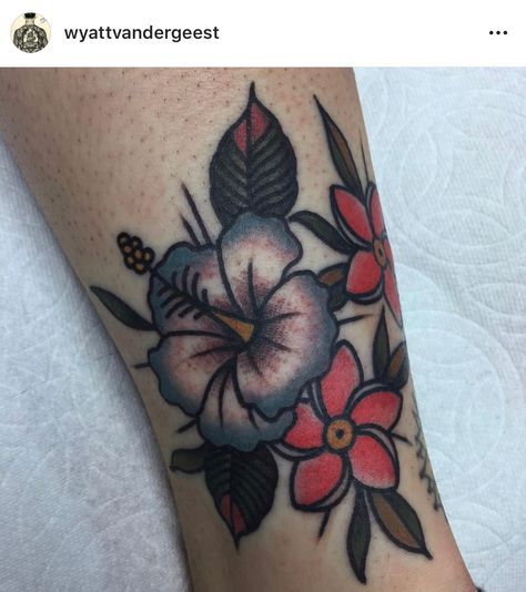 Hibiscus Flower Traditional Tattoo, Hybiscus Tattoo, Traditional Mermaid, Traditional Mermaid Tattoos, 24 Tattoo, Hibiscus Tattoo, Favorite Tattoos, Hawaii Flowers, Tattoo Practice