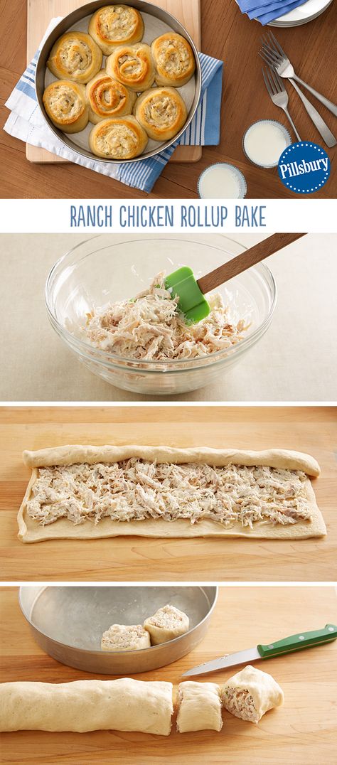 This recipe is sure to be a family favorite: Ranch Chicken Rollup Bake. You're only 5 delicious ingredients and 20 minutes prep away from a easy dinner. We recommend serving with a side salad. Appetizers Meat, Keto Meat, Chicken Roll, Chicken Ranch, Bake Chicken, Chicken Easy, Meat Appetizers, Appetizers Recipes, Ranch Chicken