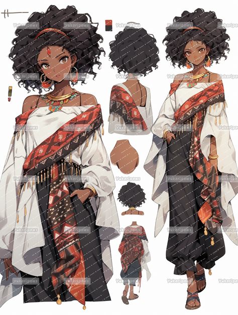 Wakandan Outfits, African Princess Outfit, African American Outfits, African Clothing Drawing, African Fantasy Clothing, Fantasy African Clothing Art, North African Character Design, Nubian Character Design, Black Female Pirate Character Design