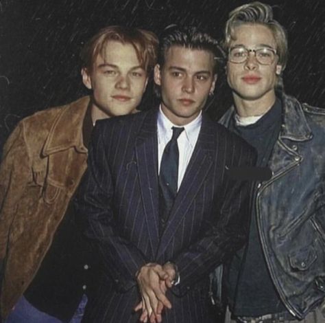 Trio Aesthetic, جوني ديب, 90s Pop Culture, Models 90s, 90s Men, Leo Dicaprio, Aesthetic Boys, Young Actors, Leonardo Dicaprio