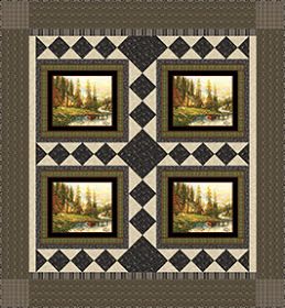 Great panels deserve great quilts; there's so much more you can do than just add a strip border or two. Heidi Pridemore has designed a free... Moose Quilt, Wildlife Quilts, Panel Quilt Patterns, Fabric Panel Quilts, Machines Fabric, Light Panels, The Quilt Show, Charm Quilt, Wedding Quilt