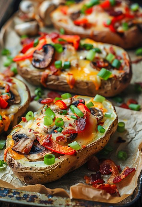 Learn How to Cook Loaded Baked Potato Recipe For Free | Recipes You'll Love, Made Easy! Loaded Baked Potato Ideas, Stuffed Baked Potato Recipes, Double Stuffed Potatoes, Potatoes Ideas, Blt Sandwich Recipes, Vegan Blt Sandwich, Potato Ideas, Cottage Cheese Pasta, Potatoes Mashed