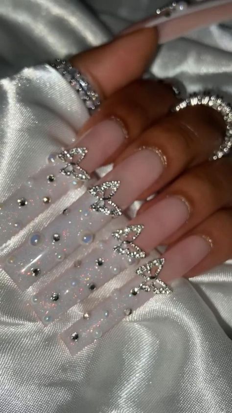 Clear Acrylic Nails, Long Square Nails, Tapered Square Nails, Drip Nails, Acrylic Nails Coffin Pink, Long Square Acrylic Nails, Bling Acrylic Nails, Gem Nails, Acrylic Nails Coffin Short