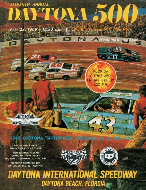 Nascar Daytona 500, Nascar Daytona, Sports Pub, Vintage Racing Poster, Daytona International Speedway, Cars Bikes, Racing Art, Stock Car Racing, Racing Posters