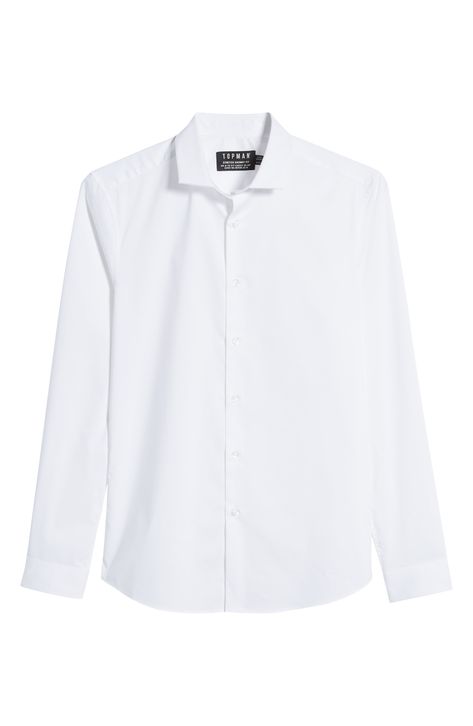 White and crisp, this wardrobe-staple shirt sports a neat French placket and spread collar, with a bit of stretch that keeps it comfortable all day. Style Name:Topman Stretch Form Flow White Button-Up Shirt. Style Number: 5888233. Available in stores. White Mens Button Up Shirt, Mens White Button Up, Mens Shirt And Tie, Tux Shirt, Mens White Dress Shirt, White Button Shirt, White Tux, Button Shirts Men, White Dress Top