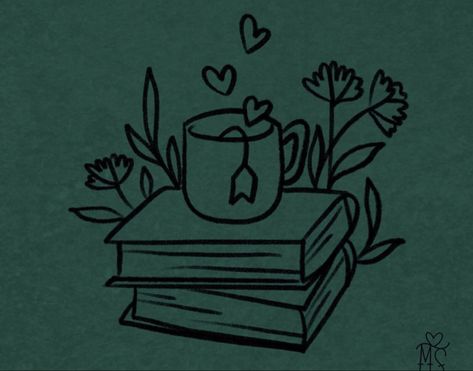 Book Lover Doodle, Sticker Motive, Reader Tattoo, Reading Tattoo, Simple Bookshelf, Tres Chic, Doodle Drawings, Cute Tattoos, Book Aesthetic