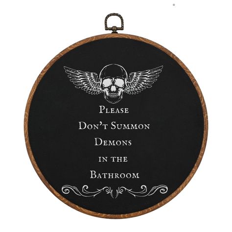 PRICES MAY VARY. The gothic bathroom decor sign,features a captivating and simple design with gothic-inspired typography and skull pattern, adding dark elegance to your space. The bathroom decor is made of flannel, which is comfy, skin soft - lightweight.Elastic rubber frame is sturdy and environmental friendly.High definition pattern uses super fade-resistant inks,which makes finish long-lasting , a premium feel,and bright vibrant colors Our goth wall decor comes with pre-installed hooks and in Black Home Decor Bathroom, Simple Bathroom Wall Decor, Goth Apartment Ideas, Maximalist Goth, Skull Bathroom, Gothic Rooms, Gothic Bathroom Ideas, Witchy Bathroom, Goth Bathroom