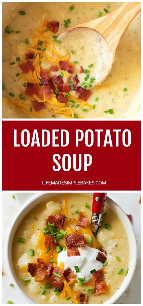 Loaded Potato Soup Recipe, Homemade Potato Soup, Best Potato Soup, Recipe Soup, Loaded Potato Soup, Baked Potato Soup, Loaded Potato, Potato Soup Recipe, Easy Soups