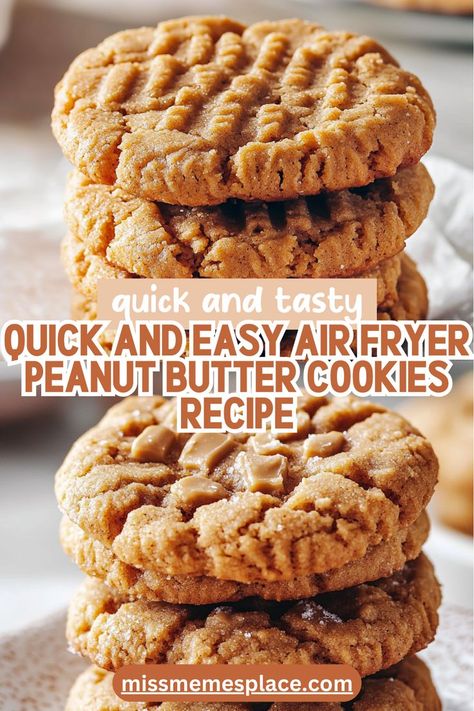 Discover the ultimate quick and easy recipe for Air Fryer Peanut Butter Cookies that will have you baking like a pro in no time! This delightful treat combines the creaminess of peanut butter with the convenience of an air fryer, ensuring perfectly baked cookies every time. With minimal prep work and just a few ingredients, you can create a healthy dessert that your family will love. Customize them with chocolate chips or nuts for an extra twist Airfryer Peanut Butter Cookies, Cookies In Air Fryer Oven, Air Fryer Peanuts Recipe, Air Fryer Christmas Cookies, Air Fry Cookies, Airfryer Cookies, Air Fryer Peanut Butter Cookies, Air Fryer Cookies, Peanut Butter Kiss Cookies