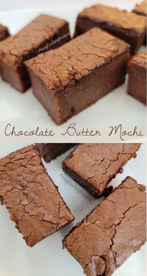 Chocolate Mochi Recipe, Butter Mochi Cake, Cookie Butter Mochi Recipe, Chocolate Butter Mochi Recipe, Best Butter Mochi Recipe, Mochi Brownie Recipe, Chocolate Butter Mochi, Butter Mochi, Mochi Recipe