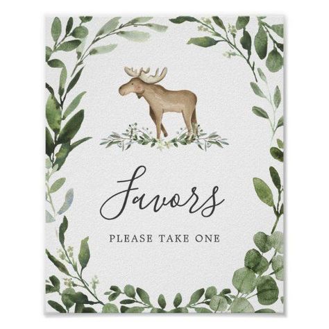 Lumberjack Moose Baby Shower Favors Sign - Popular Zazzle Product! Best choice, tags : #invitations, #tshirt, #card, #InvitationsCard, #legging, #trending, #holiday Moose Baby Shower, Mimosa Bar Sign, Baby Posters, Eucalyptus Garland, Photo Guest Book, Watercolor Greenery, Baby Shower Diaper Raffle, Mimosa Bar, Baby Shower Photos